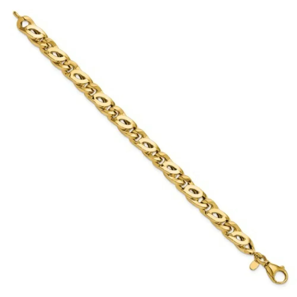 New, 14k Gold Men's Tiger's Eye Link Bracelet, 9 inches long